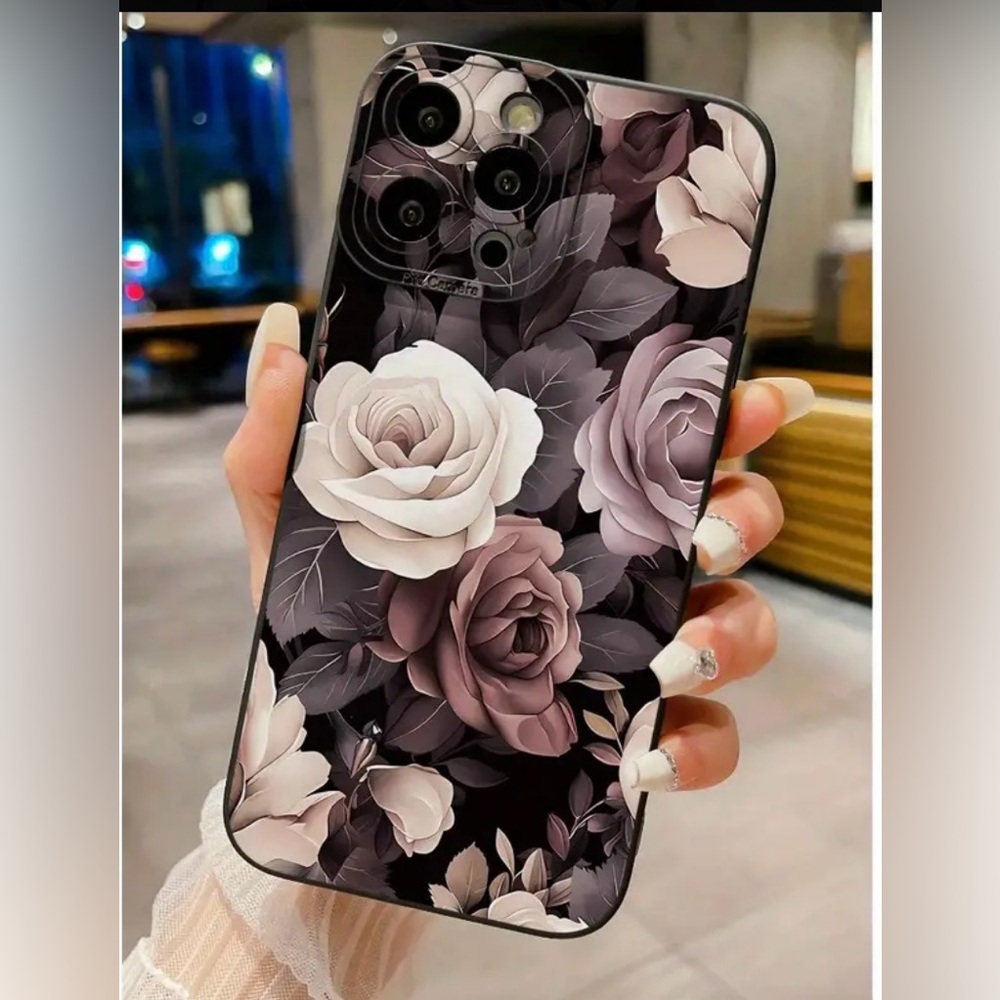 Apple iPhone Phone Case Roses  Black Neutral Shockproof TPU Case